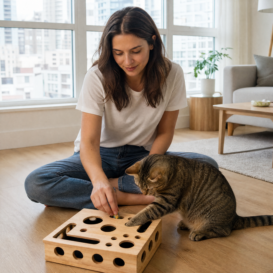 Katze spielt entspannt mit der Samtpfote